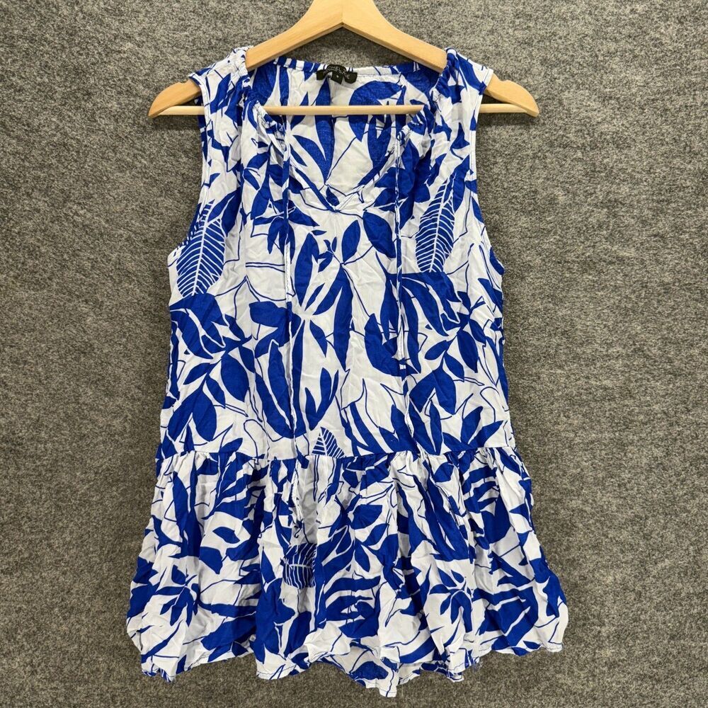 Rachel Zoe Blouse Women S Small White Floral V-Neck Tasseled Sleeveless Rayon